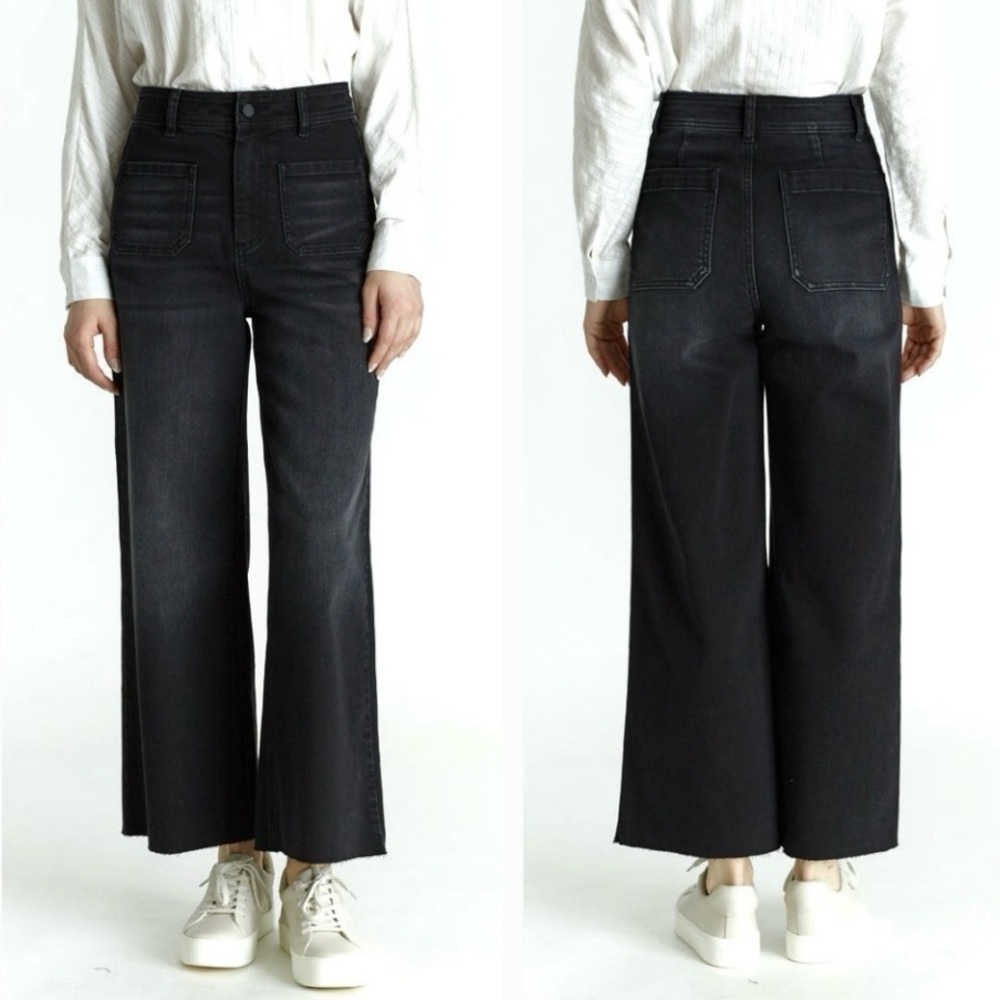 Oat New York High Rise Wide Leg Patch Pocket Jeans